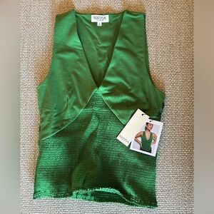 Evalina LA Nation Green V-Neck Sleeveless Women's Top